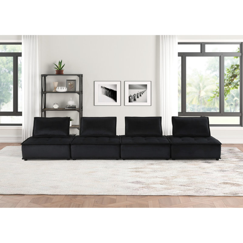 Canapé modulaire en velours 4 pièces Anna