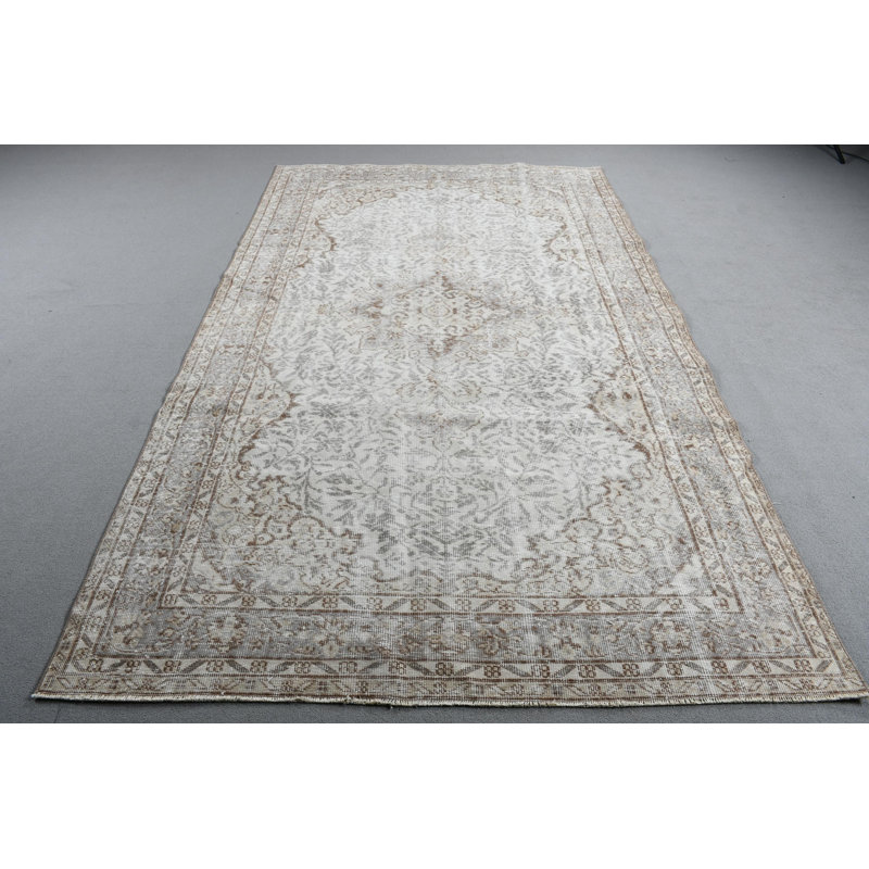 Grand tapis turc beige en laine Anatolian avec motif neutre rétro Oushak pour la chambre à coucher