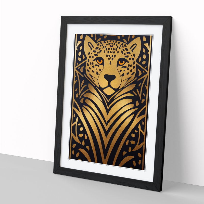 Cheetah Gold Leaf - Framed Print, Black Framed, 64cm H x 46cm W x 2cm D