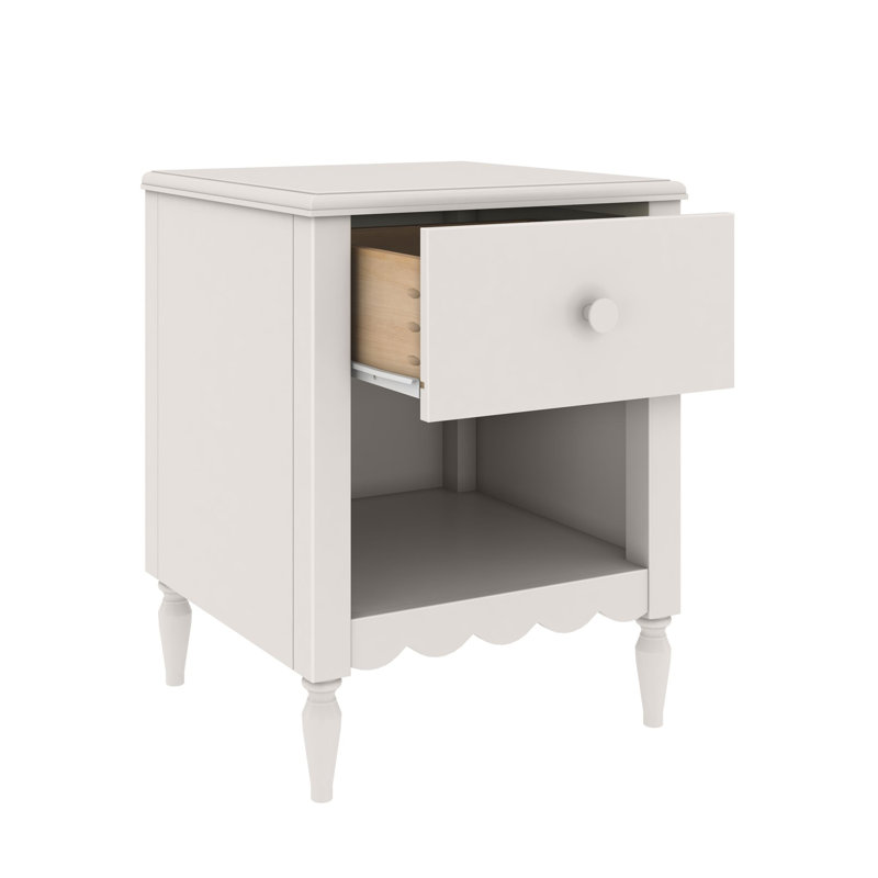 Table de chevet 1 tiroir avec tablette Charlotte, Lin blanc
