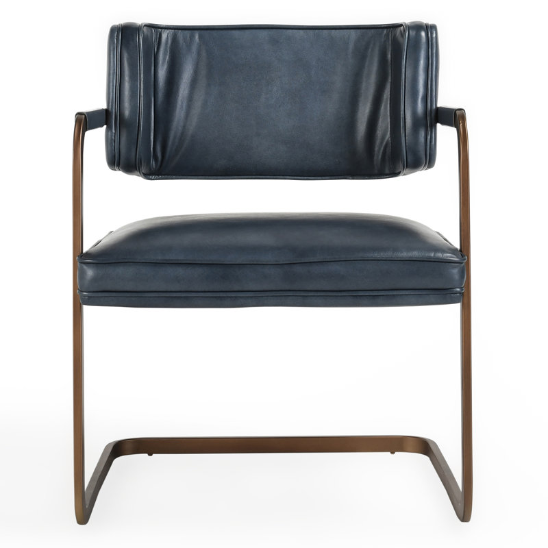 Fonda Leather Dining Chair, Blue/Copper