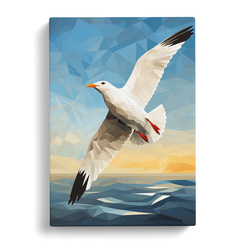 Seagull Geometric Art No.2 - Wrapped Canvas, 60cm H x 40cm W x 3cm D