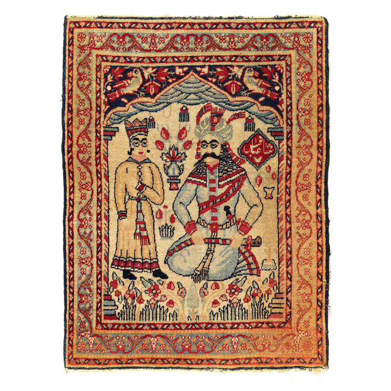 Tapis fin persan antique Kermanshah 2 pi x 2 pi 6 po