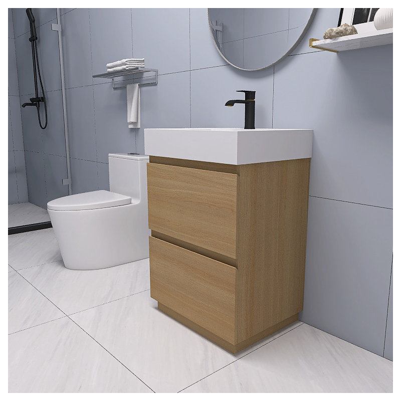 Meuble-lavabo simple avec plateau Natoma 24, Beige