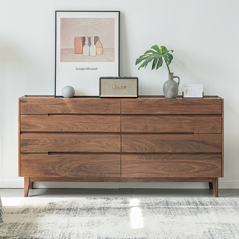 Simple Walnut Solid Wood Accent Chest., 34.6" H x 55" W x 16.5" D