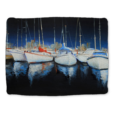 Soirée à la marina décor de napperon en polyester tressé bleu