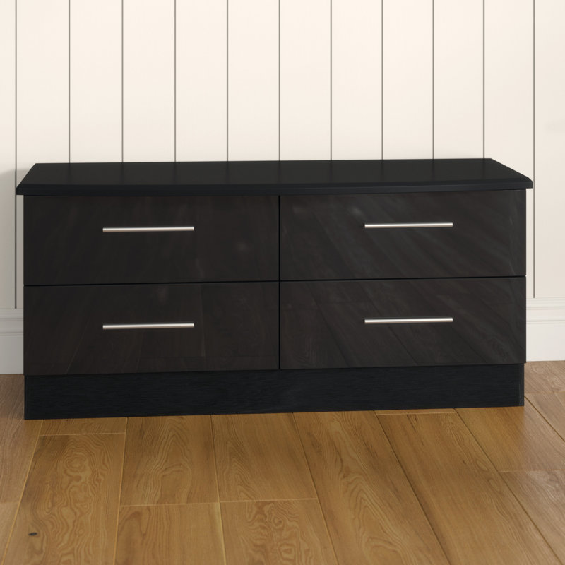Fully Assembled Yvette 4 Drawer Chest, Black