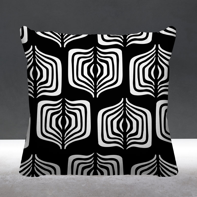 Coussin décoratif intérieur / extérieur Dudley, L 15 po x H 15 po, Noir