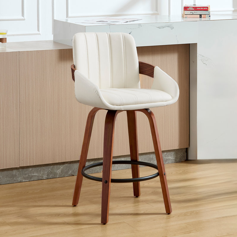 Tabouret de bar et de comptoir pivotant, Blanc, 3