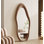 Miroir pleine longueur 63 po x 24 po, miroir ondulé irrégulier, miroir de plancher arqué, miroir mural suspendu ou appuyé contre le mur pour la chambre à coucher, miroir en bois enveloppé de flanelle