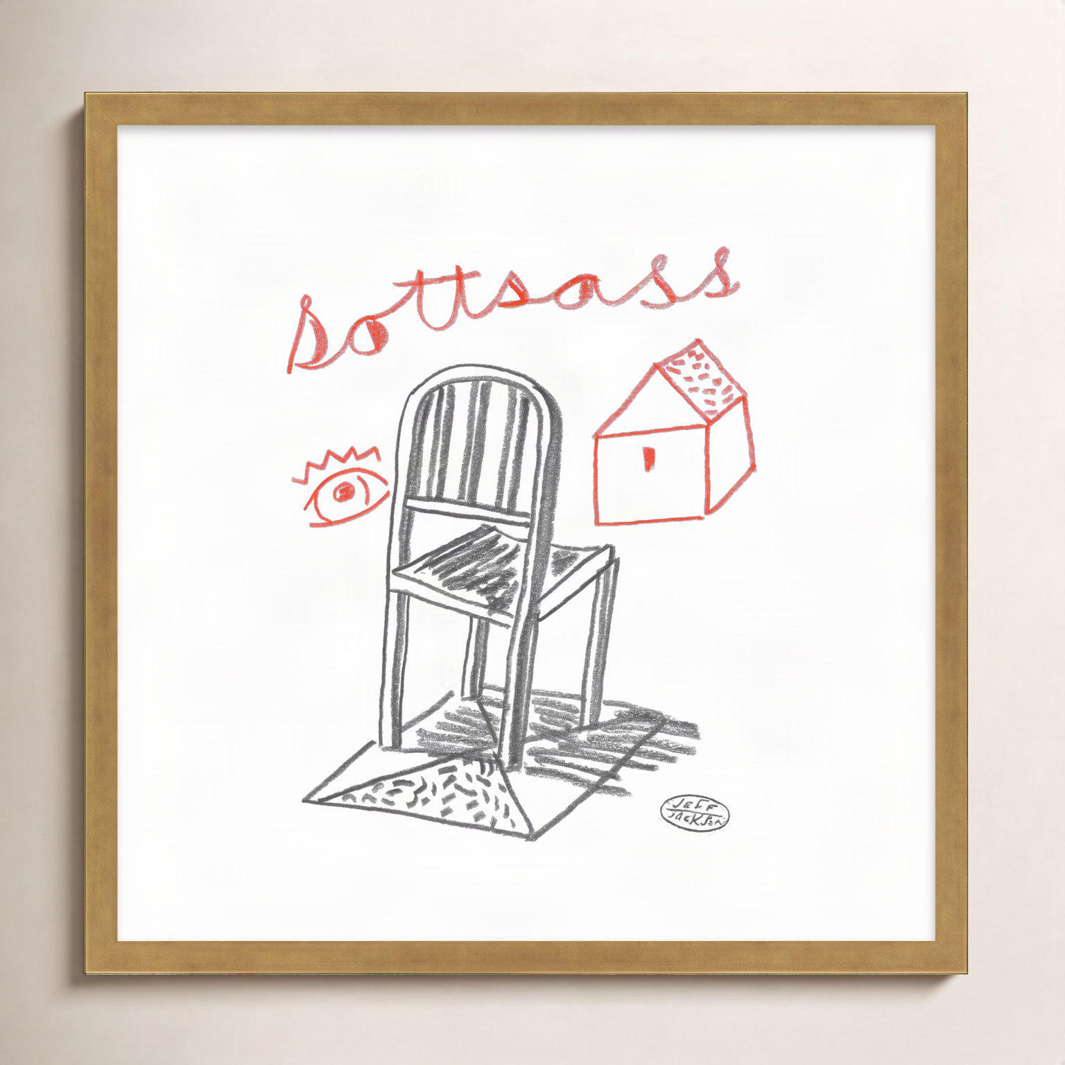 Chairs Sottsass by Jeff Jackson, 24" W x 24" H, Gold Single Picture Framed Paper
