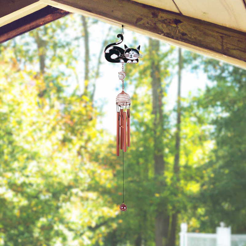 Reinolde Cat Tuxedo Kitty and Gem Wind Chime