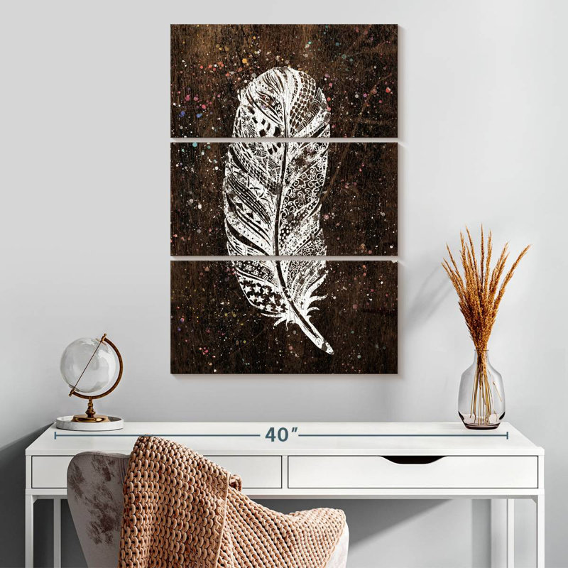 Plume blanche bohème, H 32 po x l 20 po