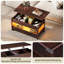 Table basse à plateau relevable avec rangement Eoghan, table basse carrée à DEL avec tiroirs et compartiment caché, table basse moderne de salon à hauteur réglable-1844011480