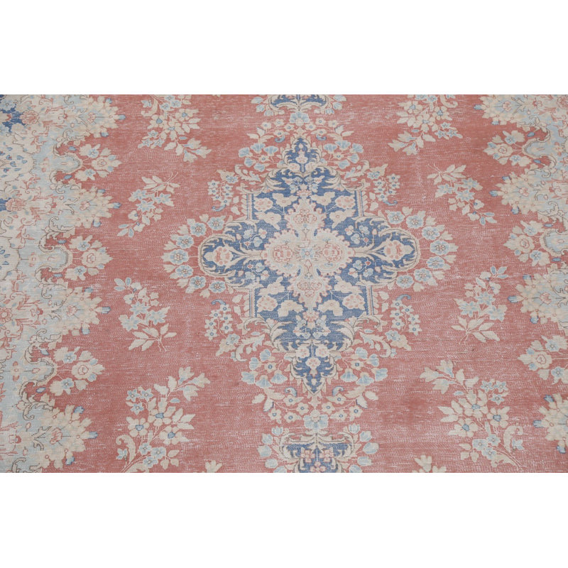 Tapis persan Kerman délavé noué à la main 10 x 13