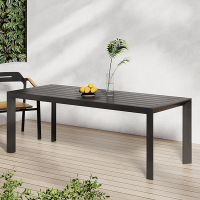 Modern Black Rectangular Outdoor Dining Table, Aluminium, Featuring Lightweight Rust-Proof Frame, Durable Build, for Dining Area
