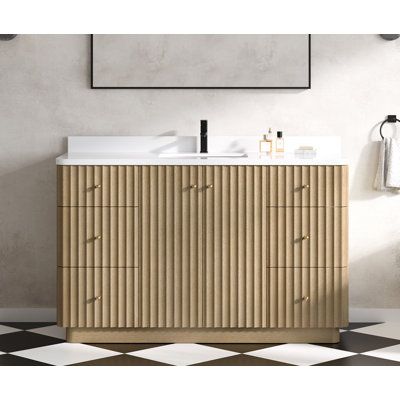 Ensemble de meuble-lavabo simple cannelé 55 "avec dosseret Maxbano