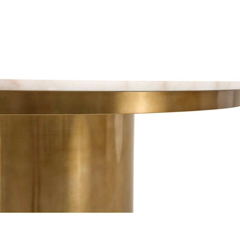Rocky - Glam White Marble & Brush Gold Round Dining Table