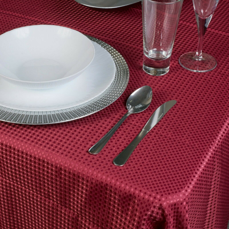 Damask Patterned Tablecloth, 220cm L x 150cm W, Burgundy