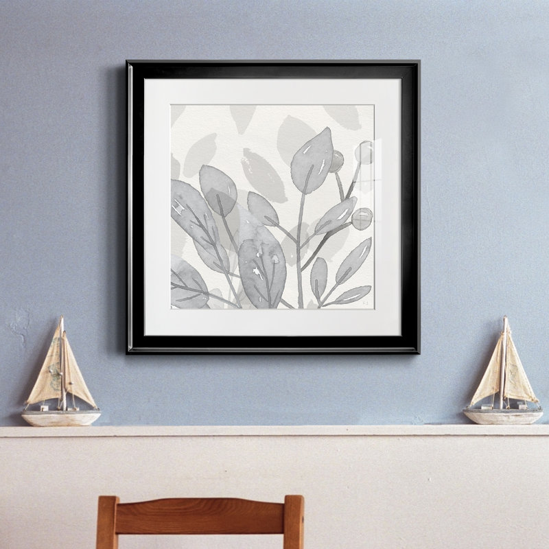 " Shadow Leaves I " Painting Print, Black Framed, 22.5" H x 22.5" W x 1.5" D