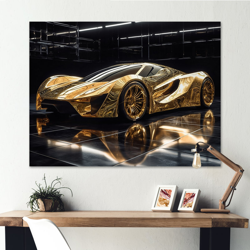 Or et noir emblématiques de voitures légendaires II - Cars American Muscle, art encadré, H 30 po x l 40 po x P 1,5 po