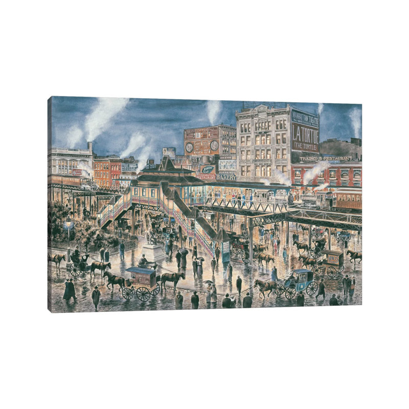 Greely Square, New York City by Stanton Manolakas - Wrapped Canvas Painting, 20.32 cm H x 30.48 cm W