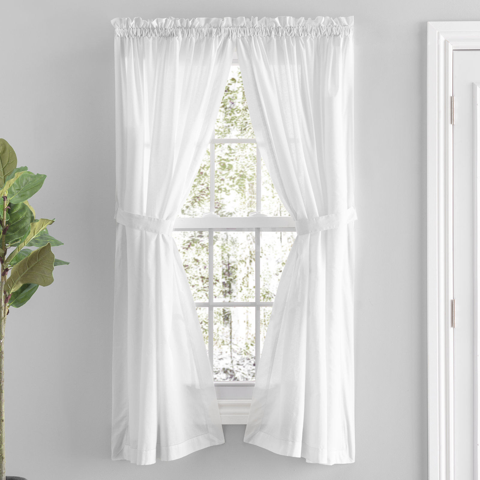 Blandford Semi-Sheer Curtain Panel Set, White, 40" x 45"
