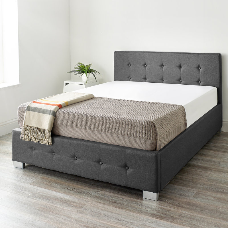 Caddo Fabric Upholstered Ottoman Bed Frame, Kingsize (5'), Black