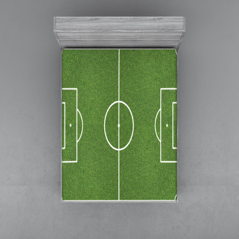 Teenage Bedroom Football Stadium Microfibre Jersey Knit Fitted Sheet, European Kingsize (160 x 200cm)