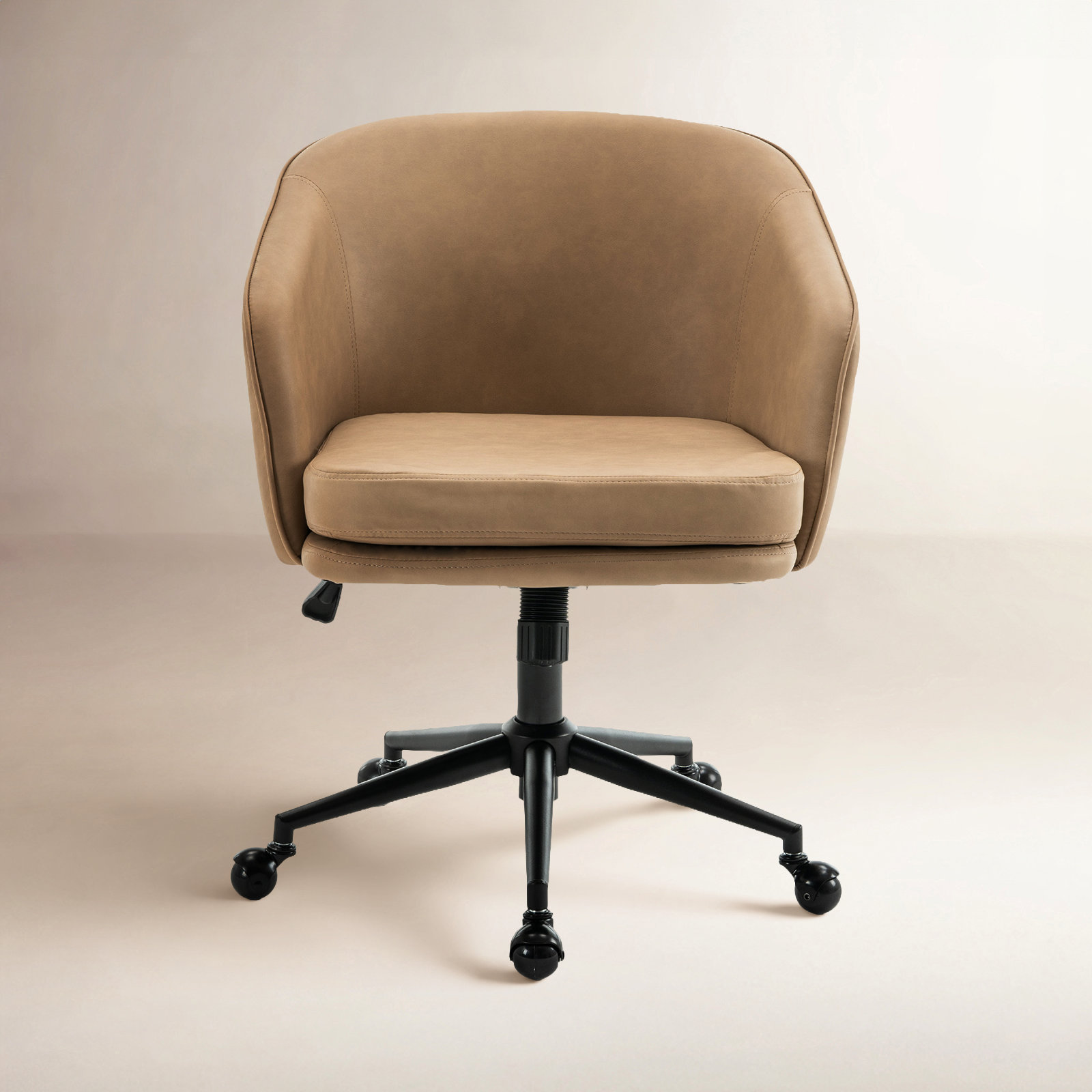 Toscani Office Chair with Lumbar Support, Taupe Faux Leather