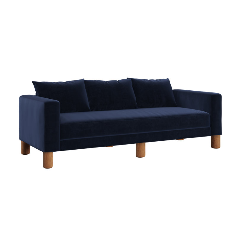Essential Sofa, Indigo Recycled Velvet, Cylinder
