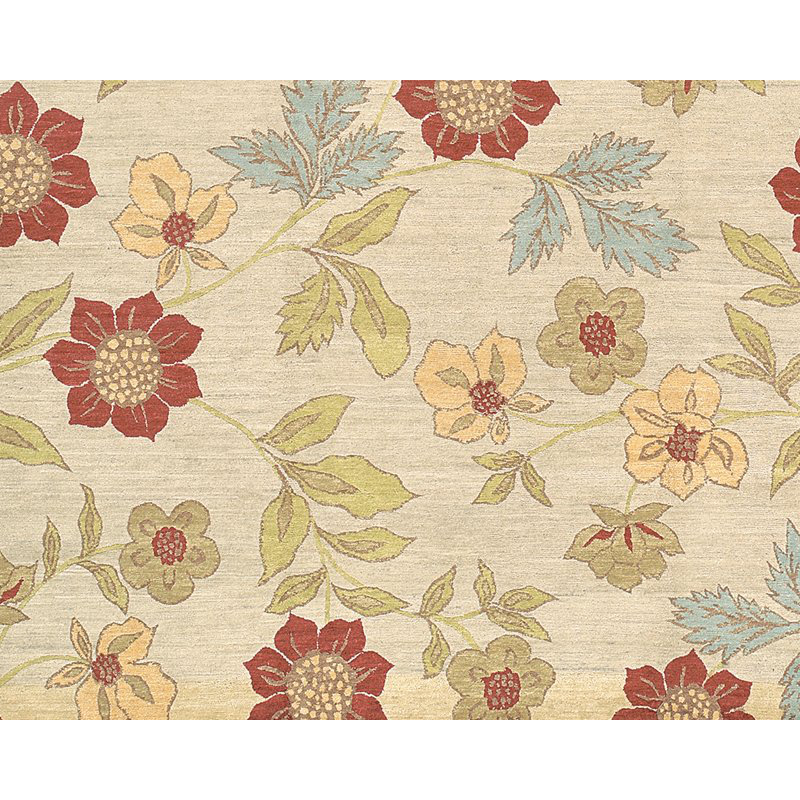Chelsea Wool Floral Area Rug in Beige/Green, Rectangle 12' x 16'