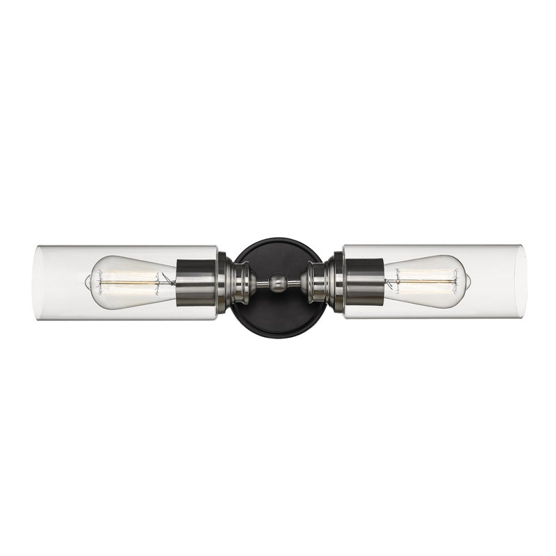 Éclairage pour meuble-lavabo 2 lumières Walraven, Noir mat / nickel brossé