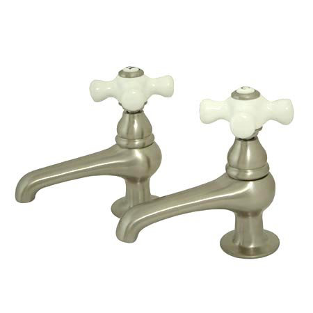 Centerset Bathroom Faucet, Satin Nickel