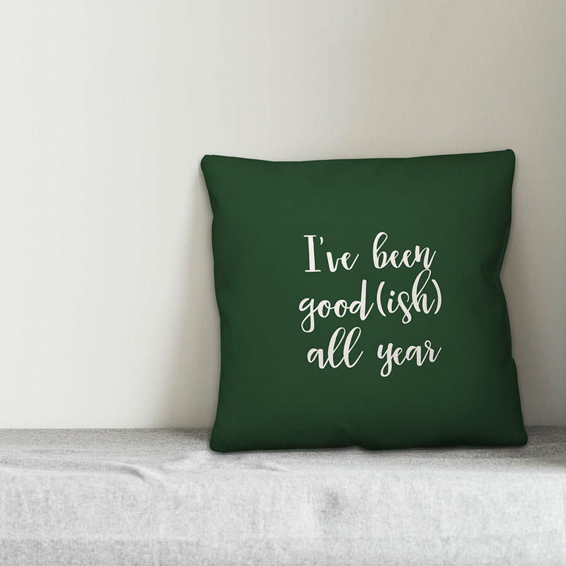 Reversible Throw Pillow, Dark Green, Pillow Cover