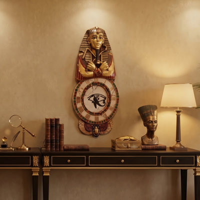 Medinet Habu Egyptian Sculptural Wall Clock