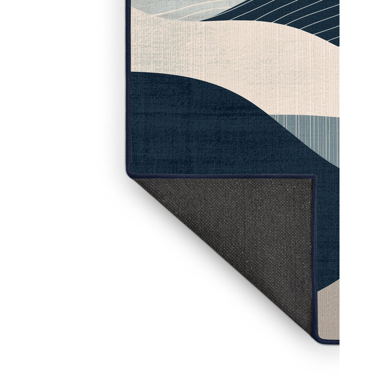 Tapis beige doux et moelleux à motif abstrait moderne et contemporain Eberhard, Carré 3 pi