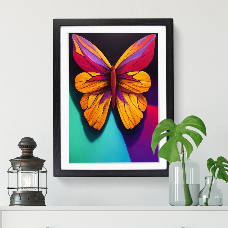 Butterfly Acrylic - Single Picture Frame Print, Black Framed, 64cm H x 46cm W x 2cm D