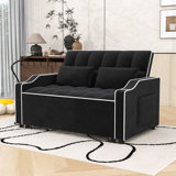 Sinclair Futon Sofa Bed with Adjustable Back, USB Charging Ports, 2 Pillows and Swivel Phone Stand