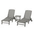Ensemble de chaise longue 3 pièces avec table d'appoint Nautical