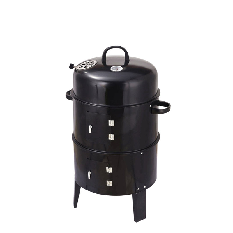 Barbecue d'extérieur à double couche, poêle à braiser et fumoir au charbon de bois