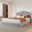 Tête de lit en velours revêtu de velours pour lit de tête de lit grand format, sans sommier, bleu clair (ancien SKU: BS324377AAC)