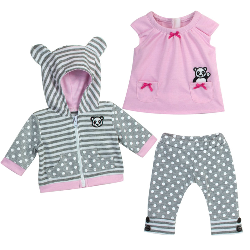 Doll Panda Bear Hooded Sweatshirt, Tunic, and Polka Dot Leggings