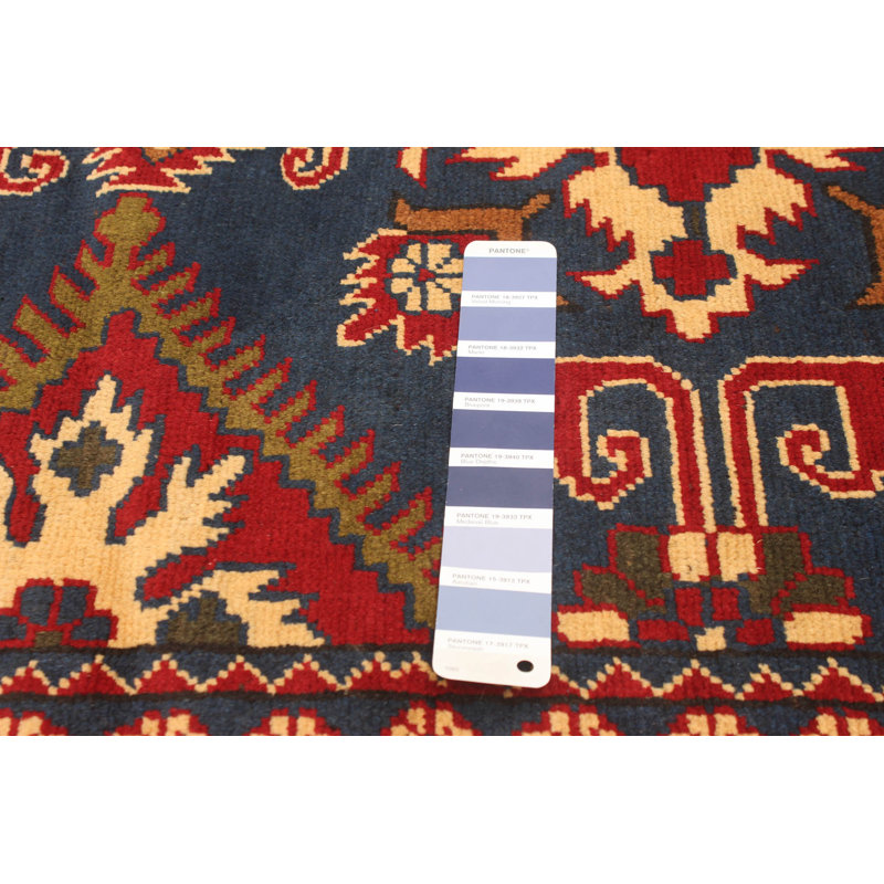Tapis unique en laine noué à la main 6 pi 7 po x 9 pi 9 po nouvel âge Gutzler en bleu / rouge / jaune