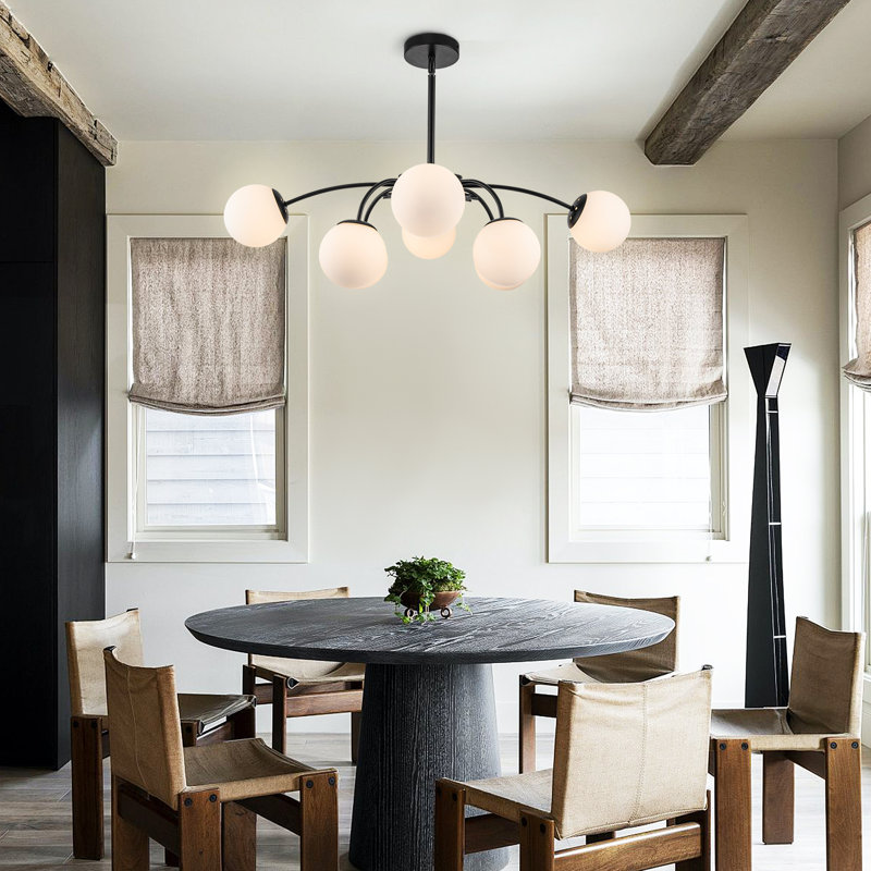 Lustre spoutnik 8 lumières Modren Blossom, Noir mat
