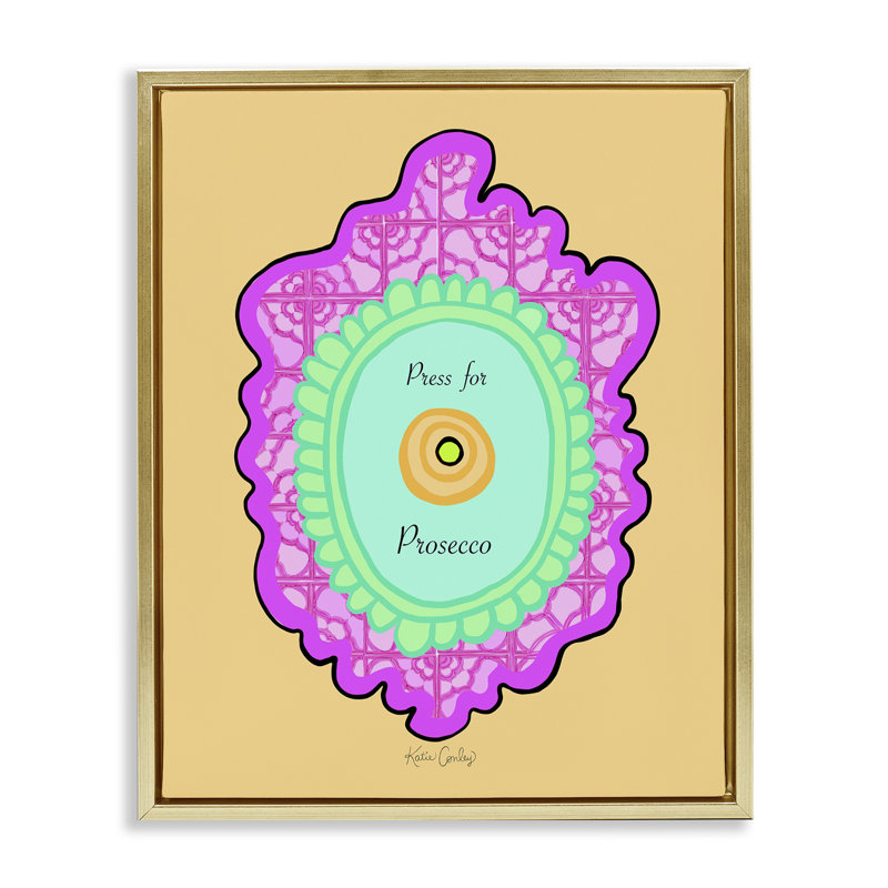 Appuyez sur le cadre flottant à boutons Prosecco, design par Katie Conley, H 21 po x l 17 po, Cadre flottant métallique doré