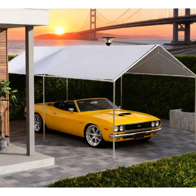 Car Tent Replacement Canopy, Dark Grey , Fits 9.6' X 19.5' Carports, Bungee Cords For Easy Fixing, 230.75" L 116.5" W Carport Replacement, Cords, Two - Person Assembly,