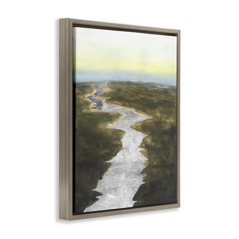 «Silver River Landscape», art par Michael Willett, Cadre flottant orme Montalcino, H 31 po x l 25 po