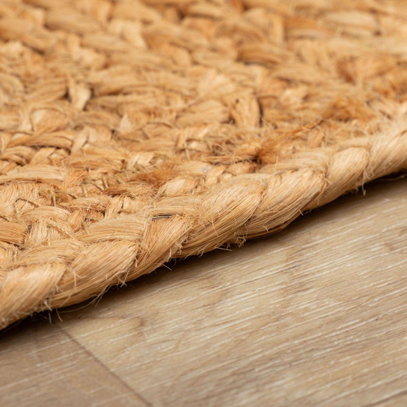 Allanna Chequered Jute / Sisal Braided Area Rug, Rectangle 70 x 130cm