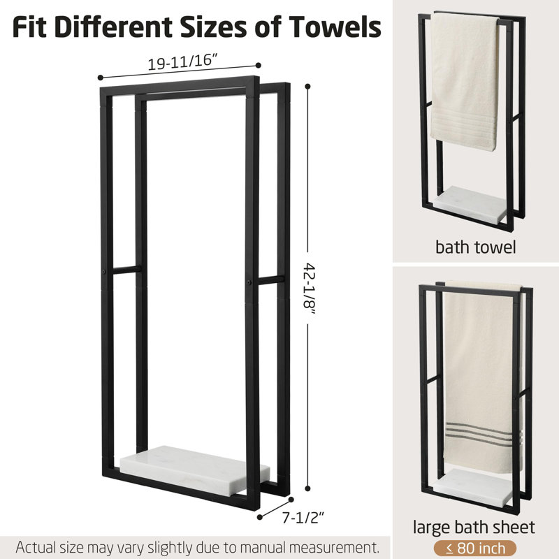  Porte-serviettes sur pied KES, H 42,13 po x L 7,5 po x P 19,69 po